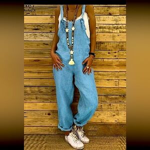 Light blue, summer bib overalls